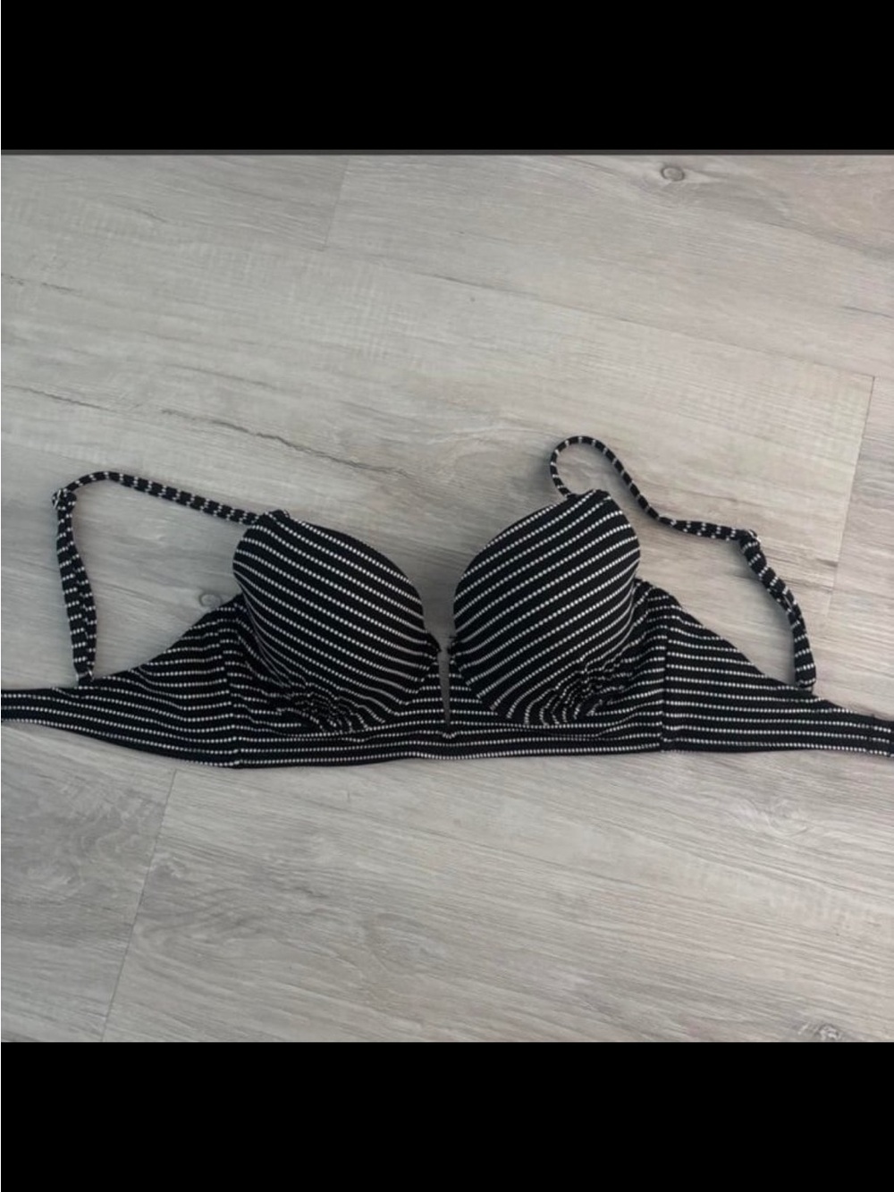 Black & White Striped Bikini Top